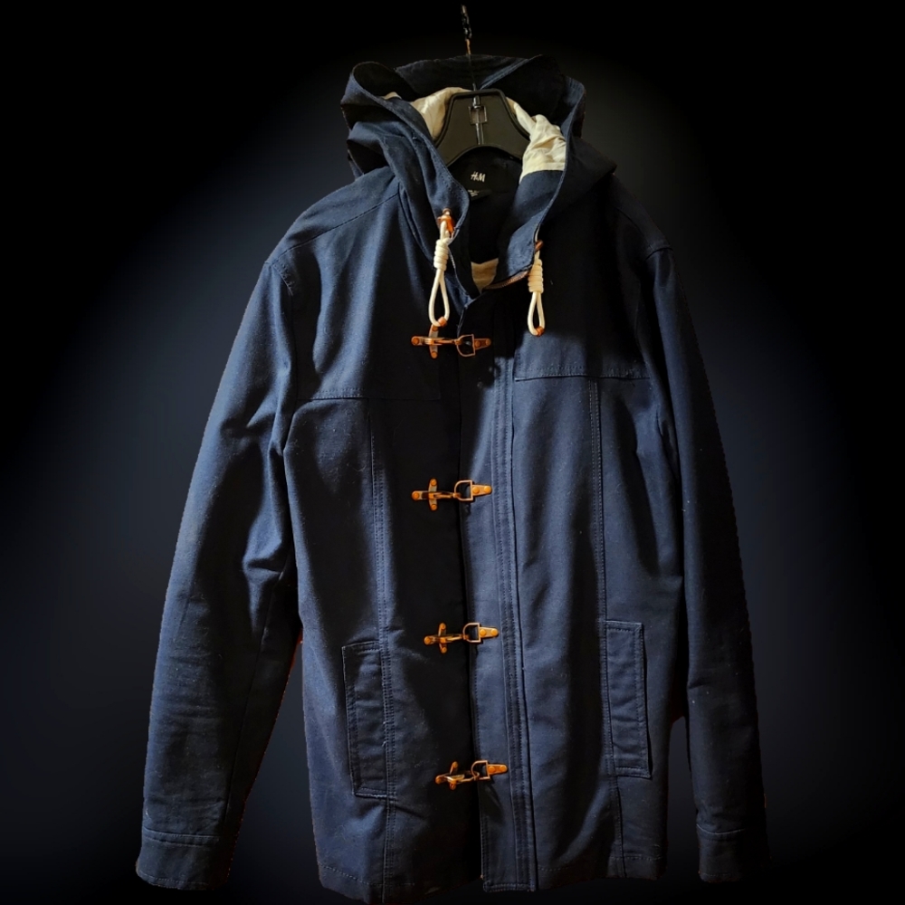 Navy Blue Hooded Sailors Jacket from   H&M. Size Medium.